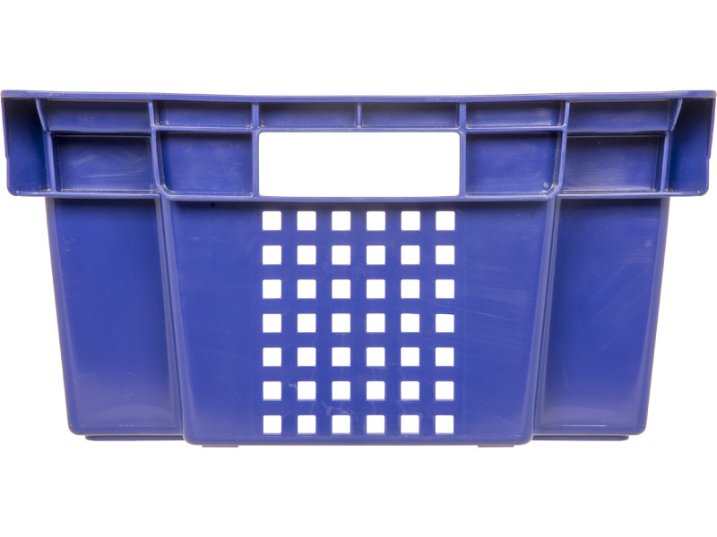 Ящик пищевой 102-1 пластиковый 600х400х200 мм 1,5 кг дно сплошное стенки перфорированные синий