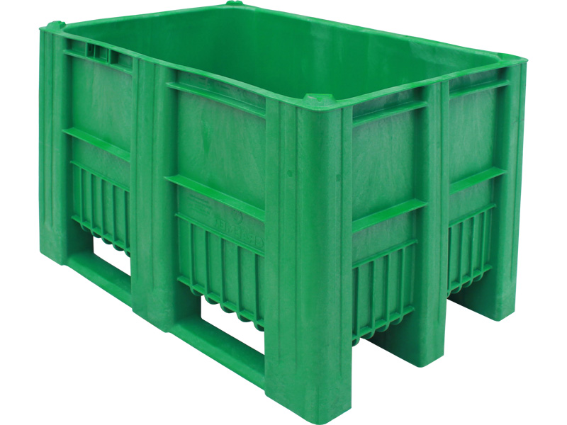 Большой пластиковый контейнер C-Box 1208 S (740) BoxPallet размером 1200х800х740 мм зеленый сплошной