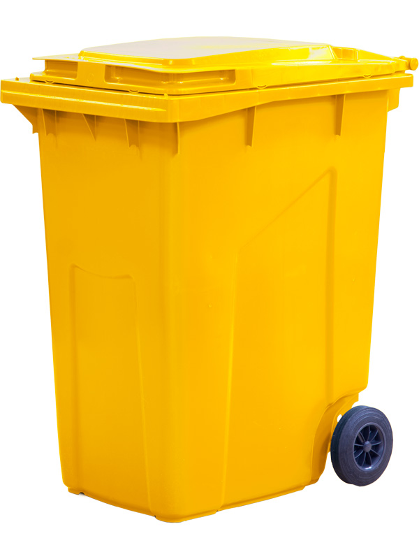 Мусорный контейнер МКТ 360 желтый 935x605x1110 мм Полиэтилен низкого давления (HDPE) 360 л