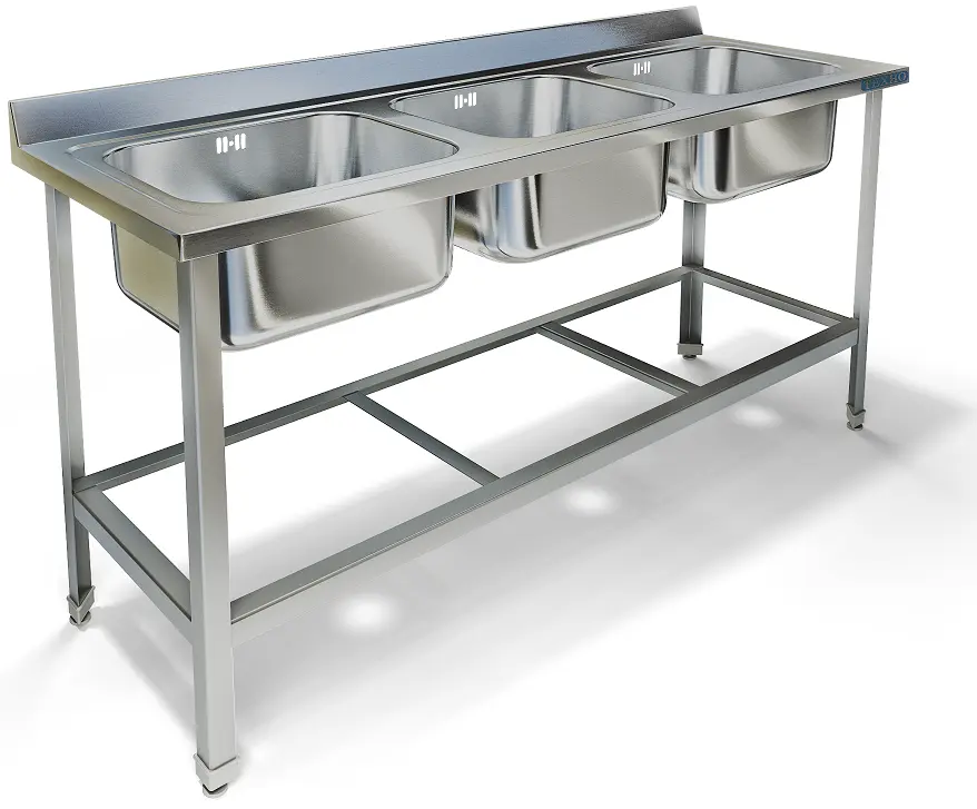 Ванна моечная цельнотянутая трехсекционная ВМ-41/456