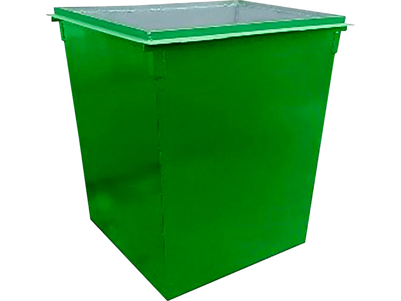 Контейнер бункер для мусора металлический КМ 0.75 на 750 литров для ТБО зелёный