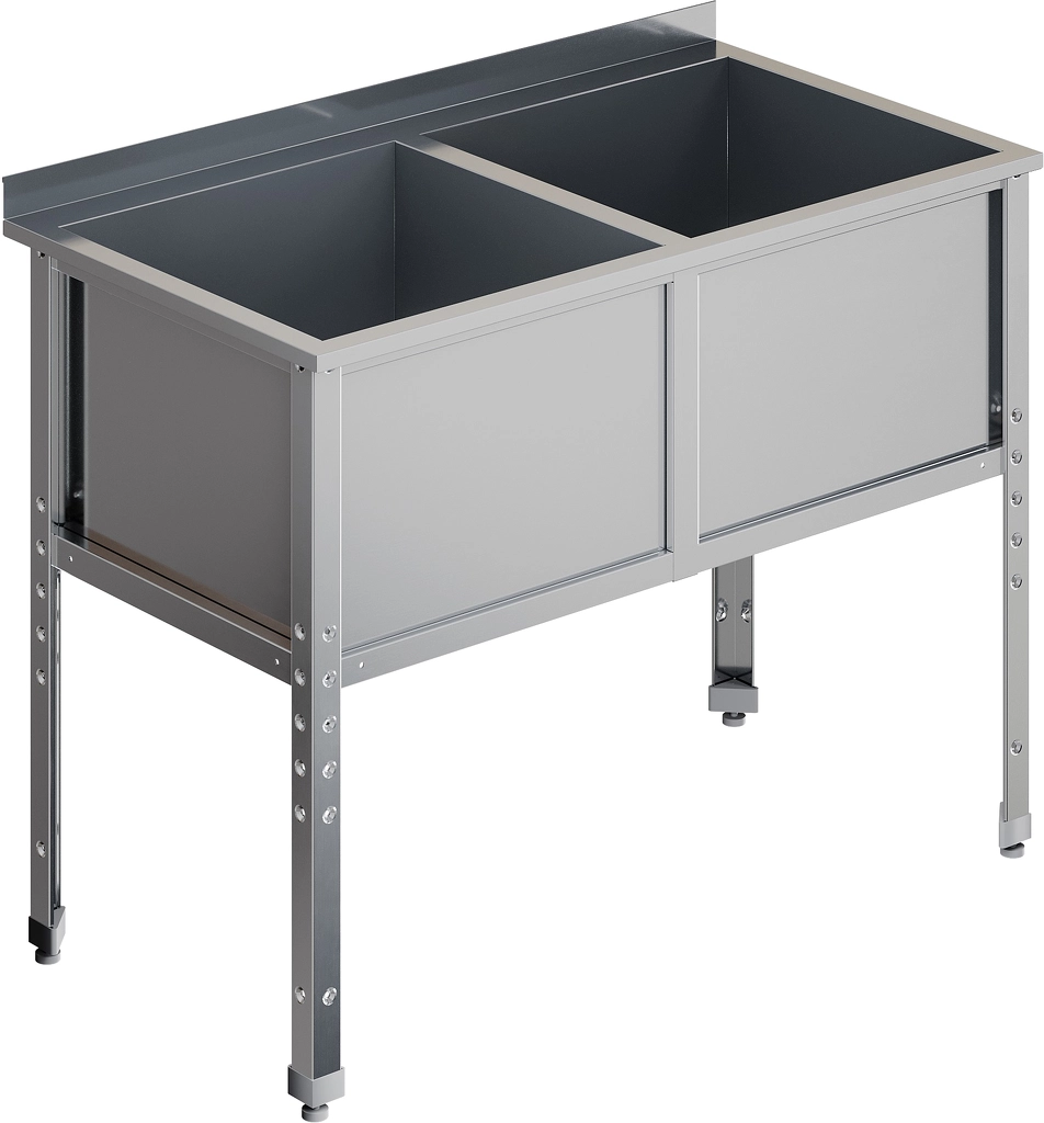 Ванна двухсекционная с бортом RESTOINOX ВМС-2/6-Б-ЭЦ