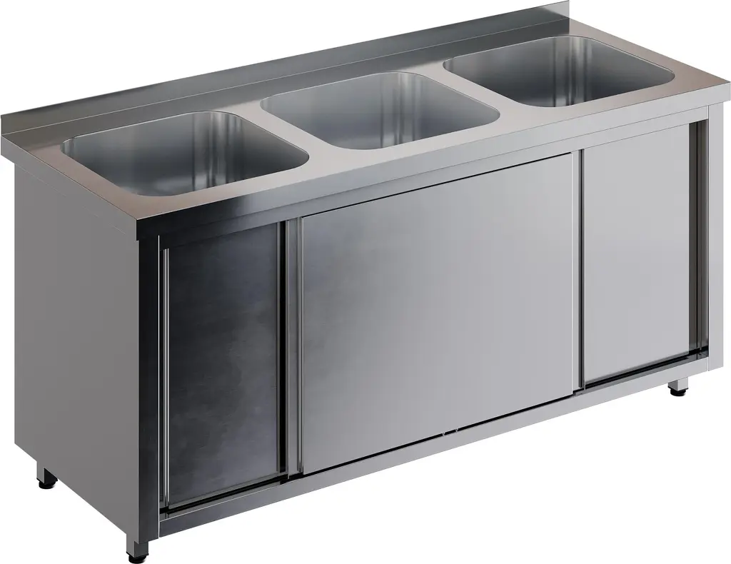 Стол купе СПЗК3М-18/6-Б с моечной ванной и бортом