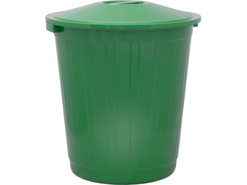 Бак ведро с крышкой МБ-80 зеленый для сбора отходов в офисе