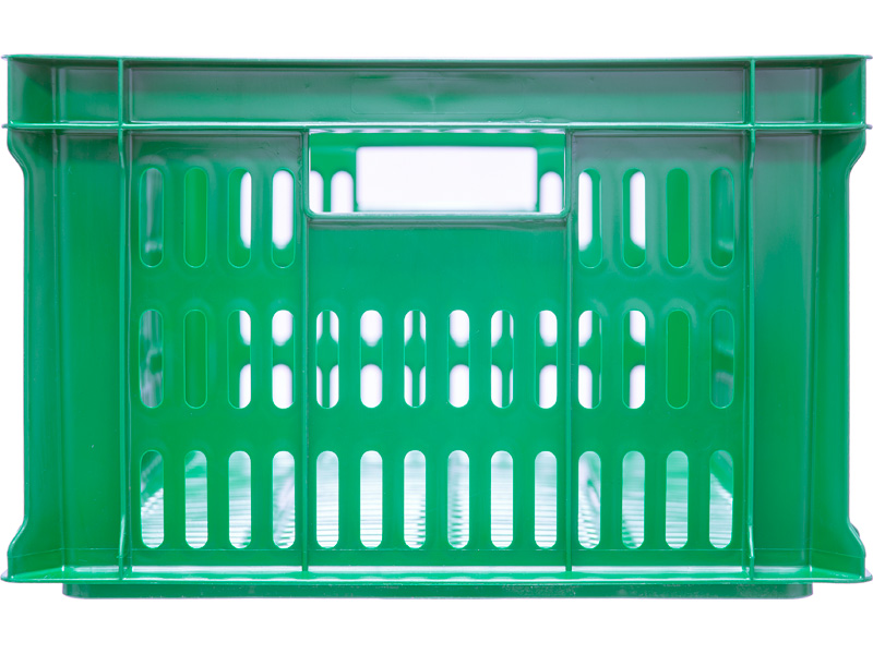 Ящик пищевой 201 пластиковый 600х400х250 мм с перфорацией для хранения и перевозки колбасных изделий и мяса зелёный