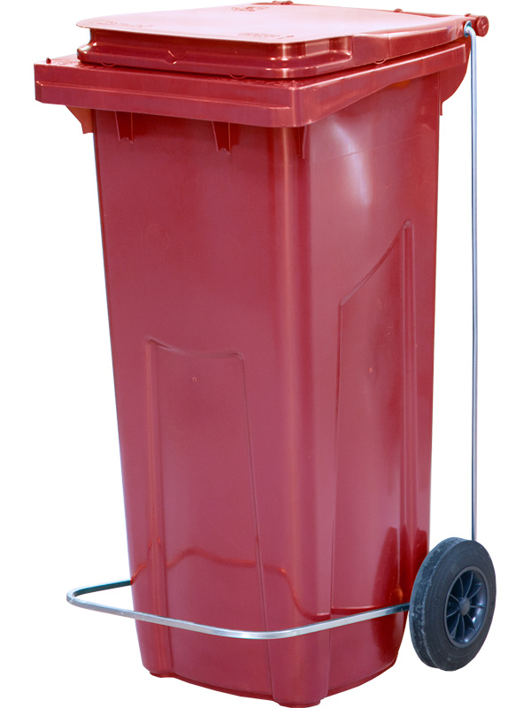 Мусорный контейнер п/э с педальным приводом П-образным МКТ 120 красный (ПП) 550x450x960 мм Полиэтилен низкого давления (HDPE)