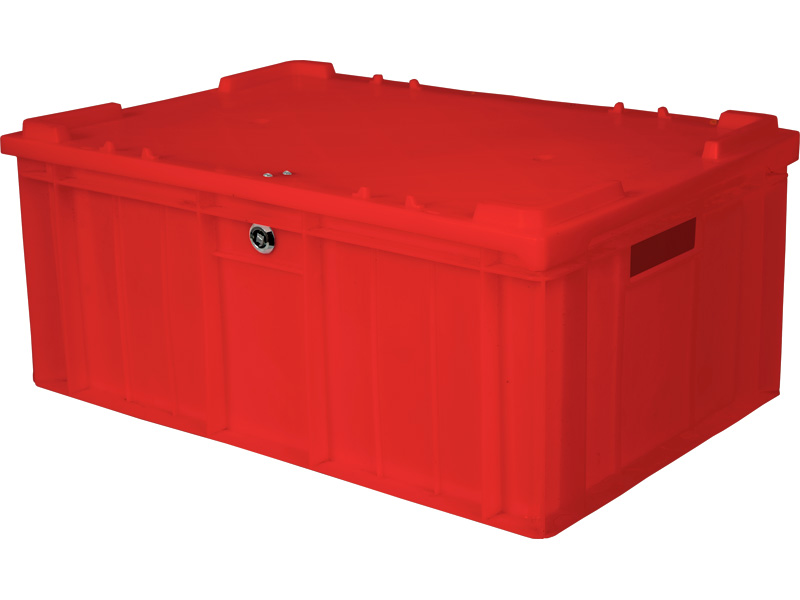 Ящик мясной 204 кз пластиковый 600х400х250 мм сплошной красный с крышкой и замком