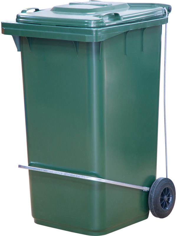 Мусорный контейнер п/э с педальным приводом П-образным МКТ 240 зеленый (ПП)