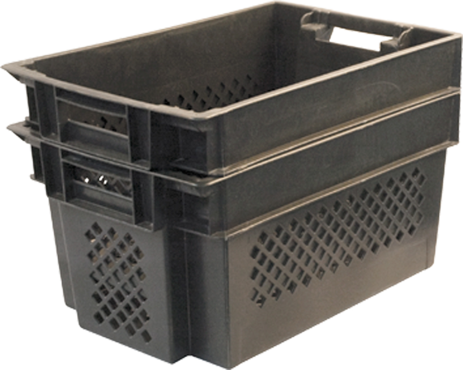 Ящик 108 пластиковый 600х400х300 мм для универсального применения в пищевой и непищевой отраслях промышленности перфорированный чёрный