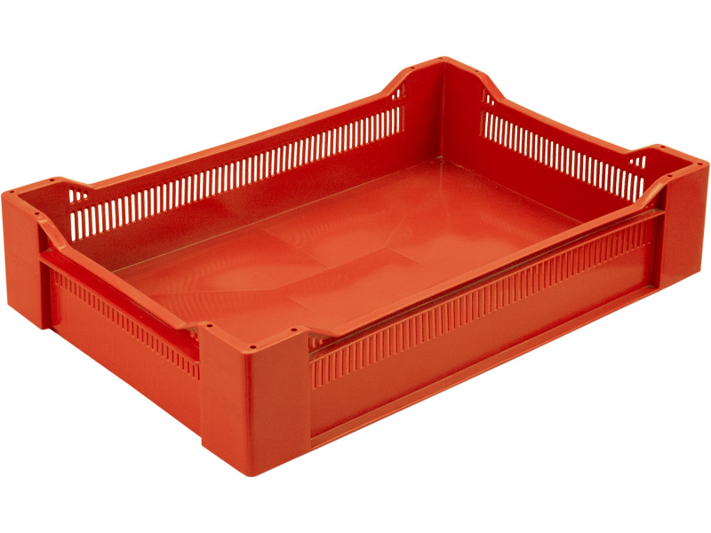 Ящик пищевой 120 пластиковый размером 600х400х135 мм дно сплошное красный