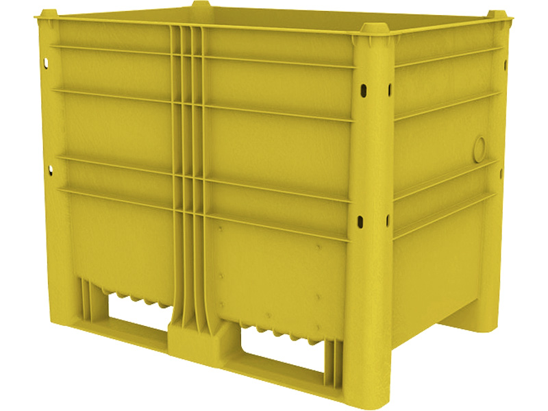 Контейнер пластиковый большой EcoLine-650 размером 1200х800х950 желтый сплошной