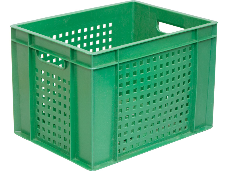 Ящик пищевой 303-2 пластиковый 400х300х270 мм Фин-Пак перфорированный зеленый
