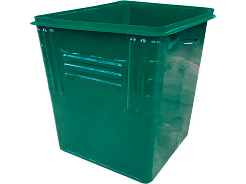 Контейнер металлический для вывоза мусора КТБО 0.75-1 H без колёс усиленный зелёный 0,75 м для ТБО