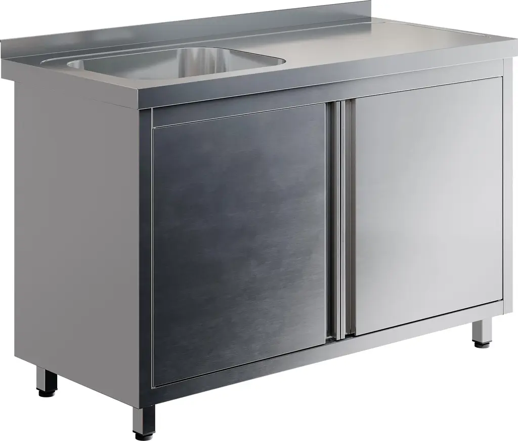 Стол производственный с распашными дверьми RESTOINOX СПЗР1М-8/7-БЛ с моечной ванной