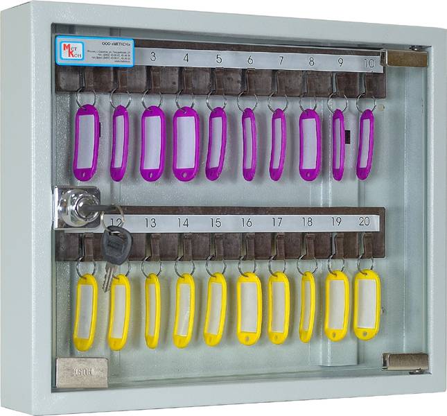 Ключница со стеклянной дверцей — КЛ-20С шкаф на 20 ключей