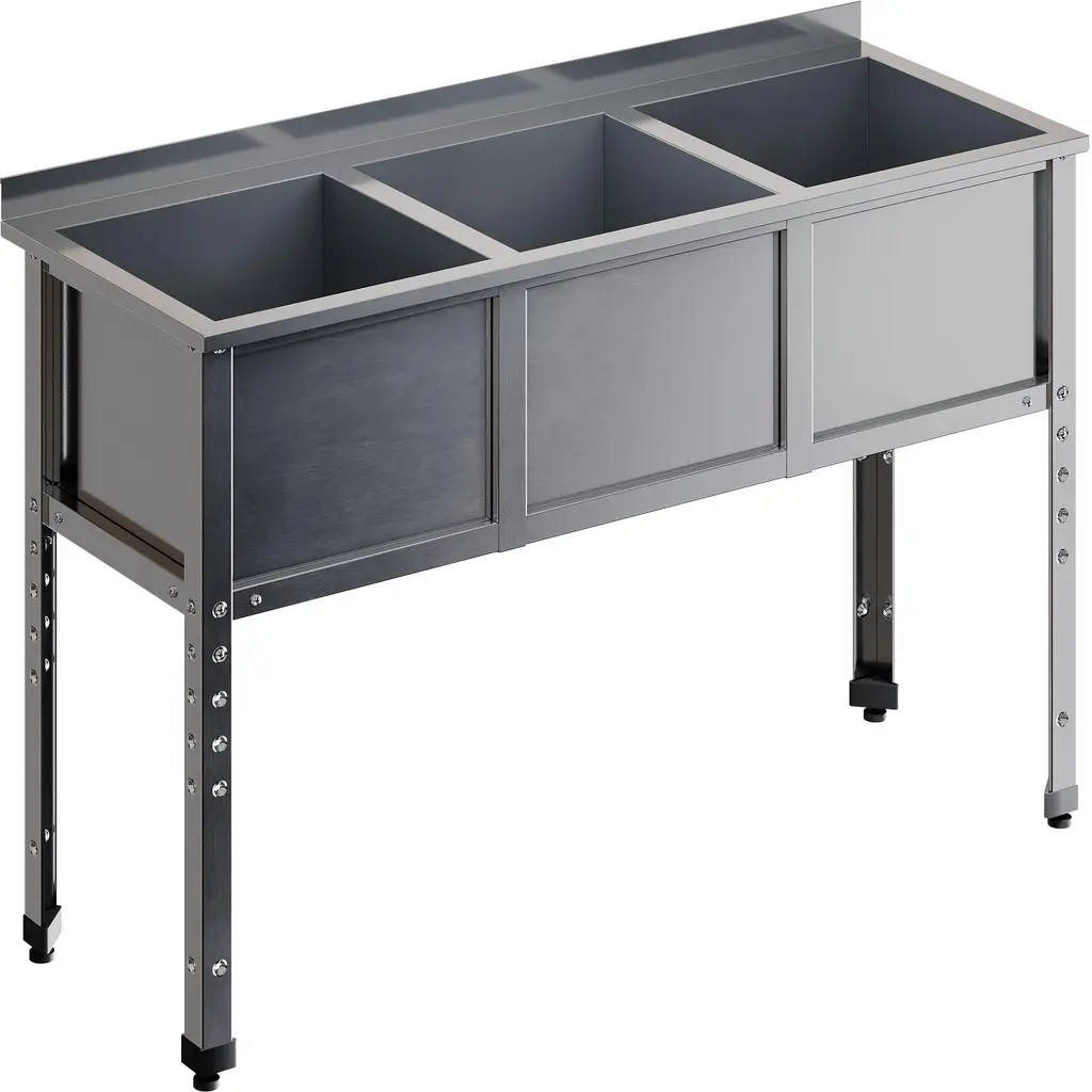 Ванна моечная трехсекционная с бортом RESTOINOX ВМС-3/6-Б-ЭЦ