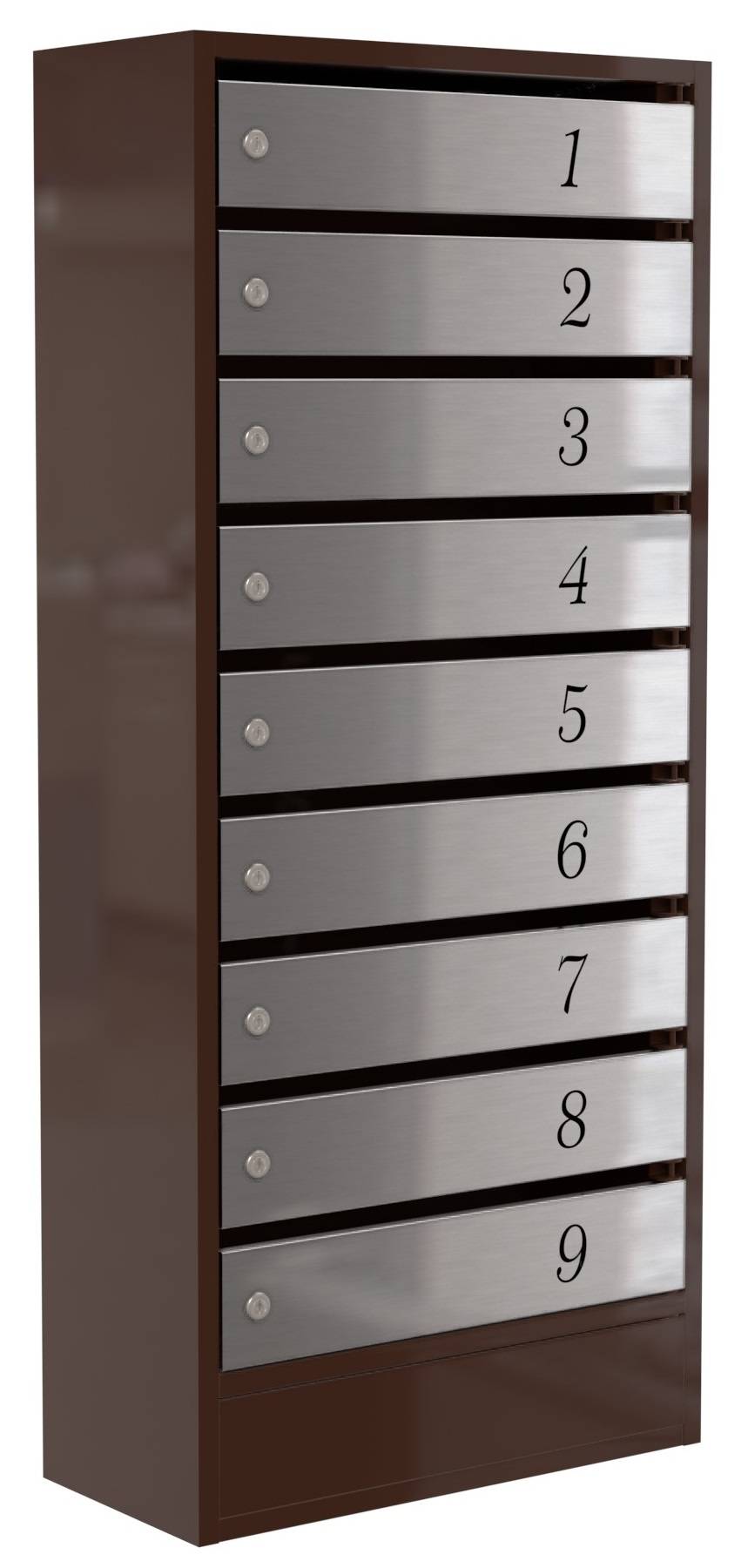 Почтовый ящик Практик-9, 9 индивидуальных секций с дверями из нержавейки