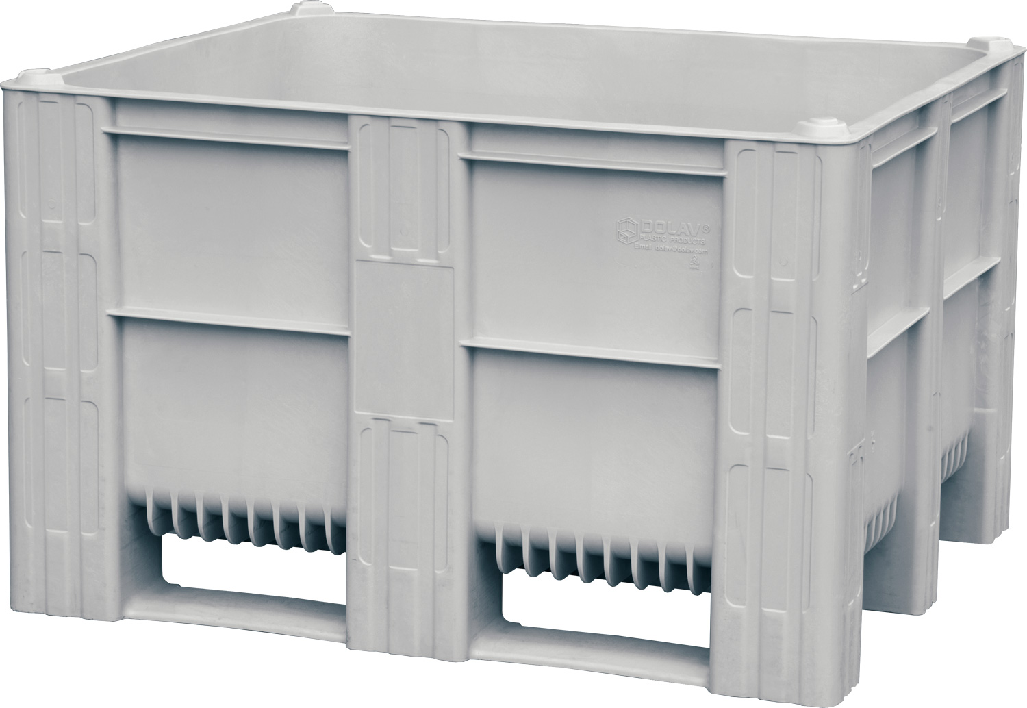 Большой пищевой пластиковый контейнер 10-100-ОА-ACE-3 BoxPallet размером 1200х1000х740 мм сплошной на 3-х полозьях серый