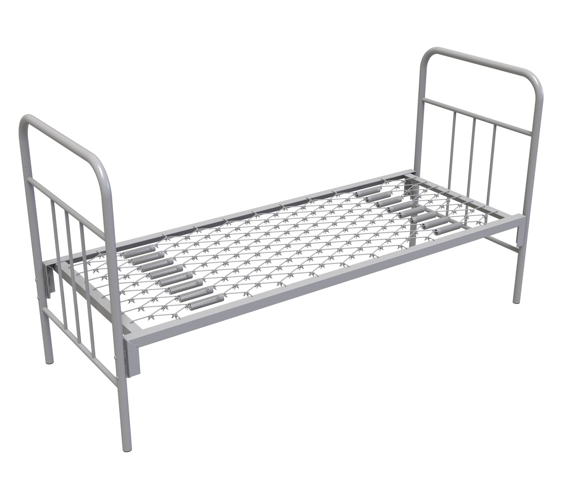 Кровать одноярусная металлическая бытовая с деревянными спинками